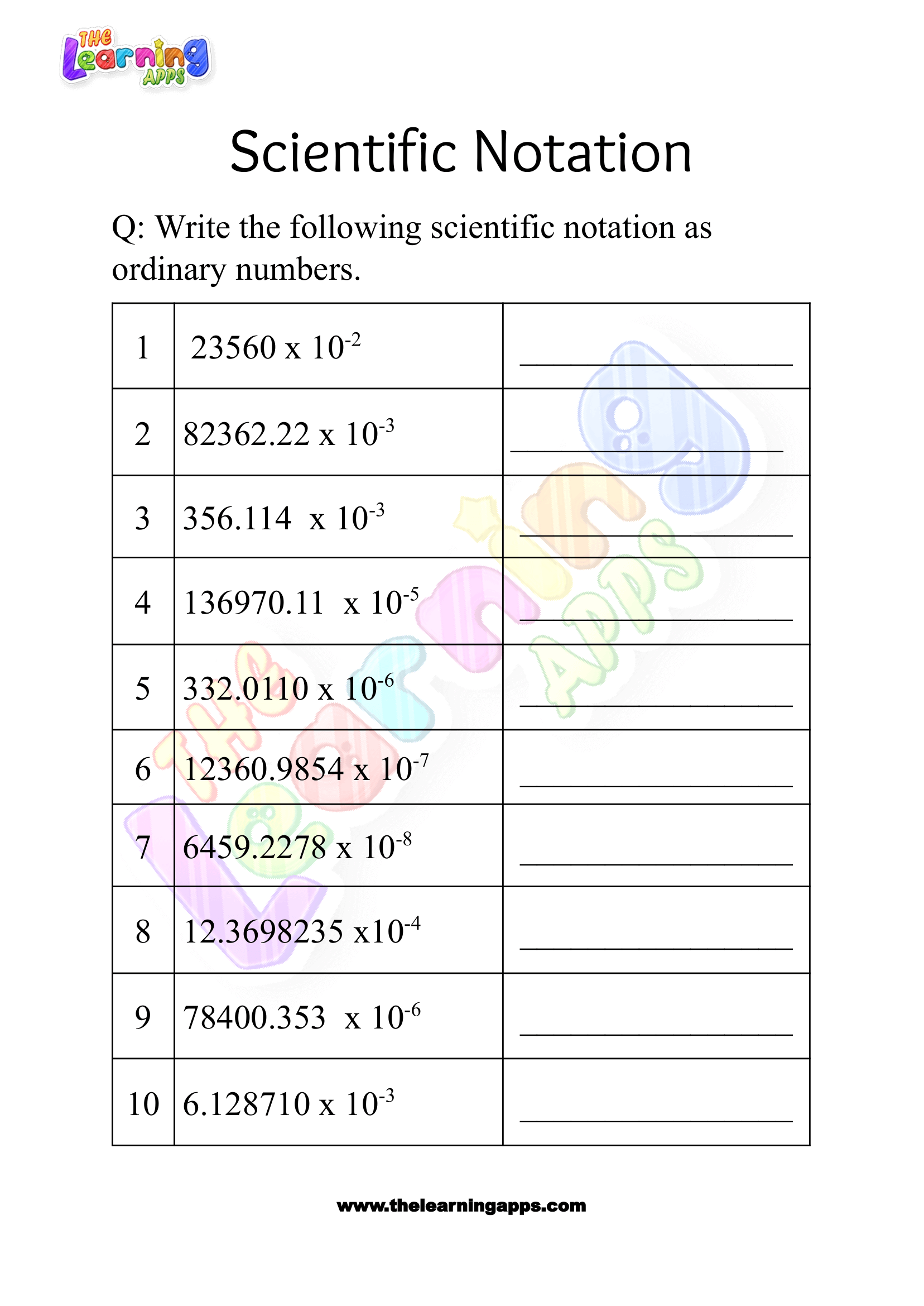 scientific notation worksheet grade 3-06
