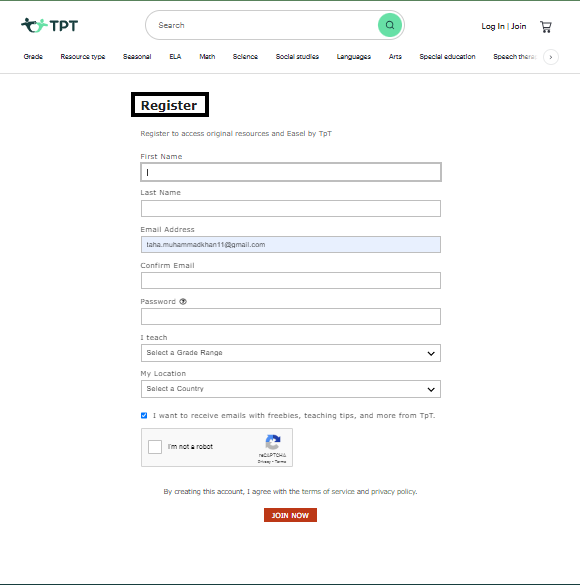 How to Create an Account on TpT Registration
