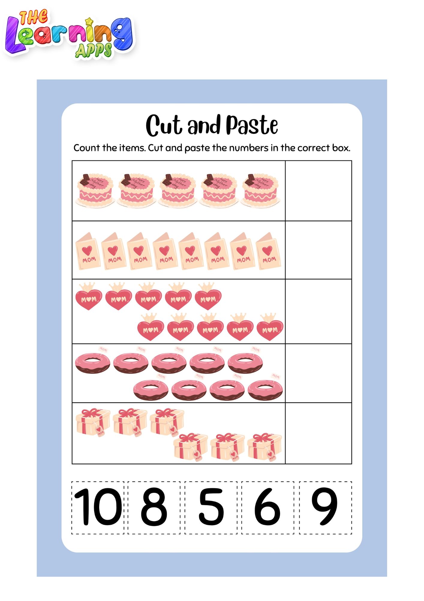 Mothers Day Worksheet - 10 Mother's coloring pages for kids - Thelearningapps