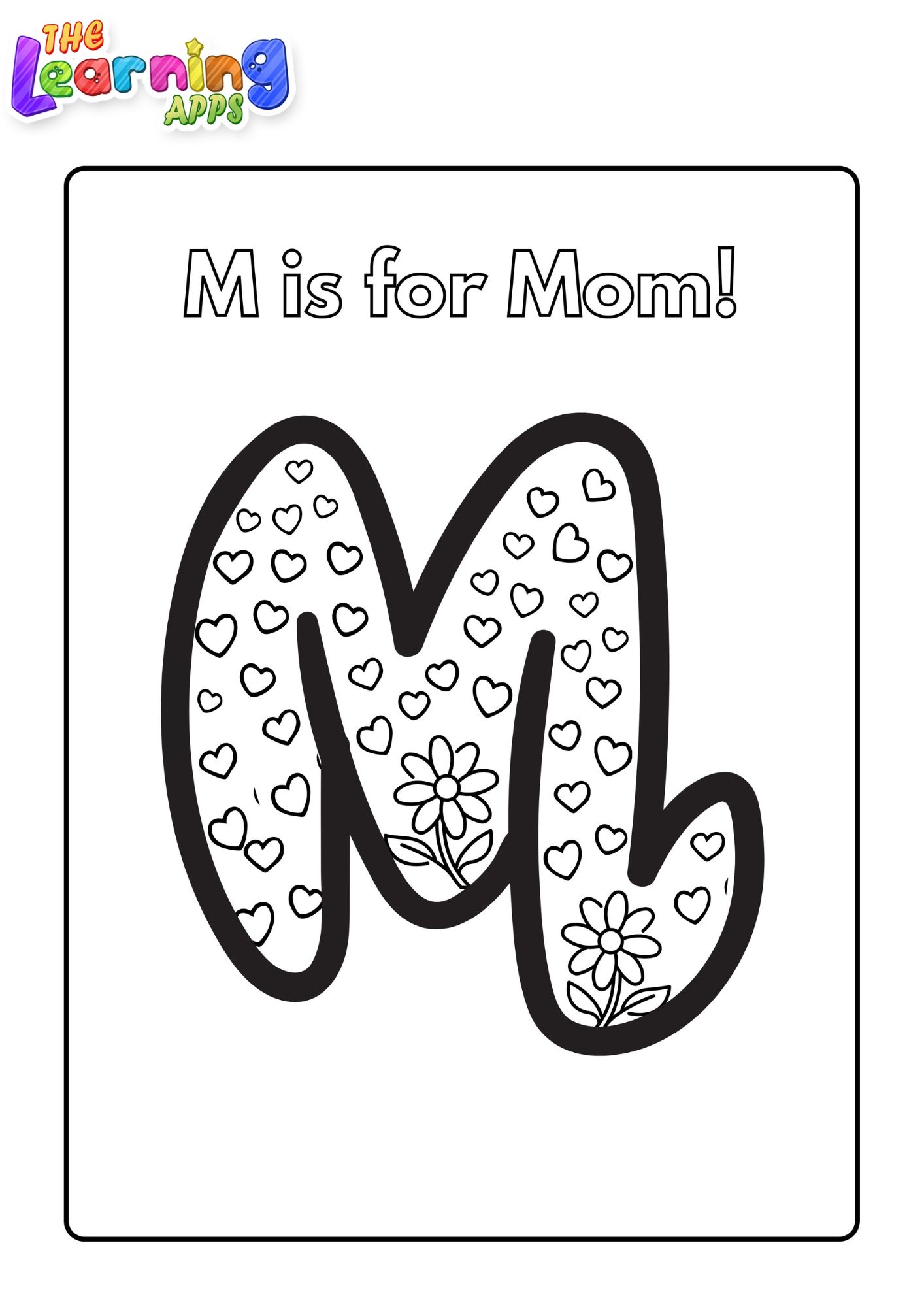 Mothers Day Worksheet - 3 Mother's coloring pages for kids - Thelearningapps