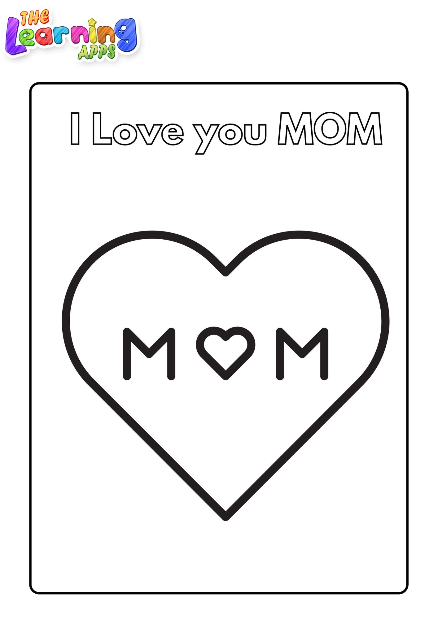Mothers Day Worksheet - 5 Mother's coloring pages for kids - Thelearningapps