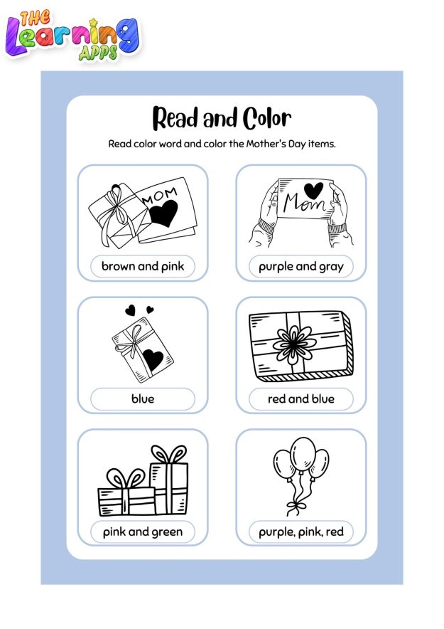 Mother's coloring pages for kids - Thelearningapps