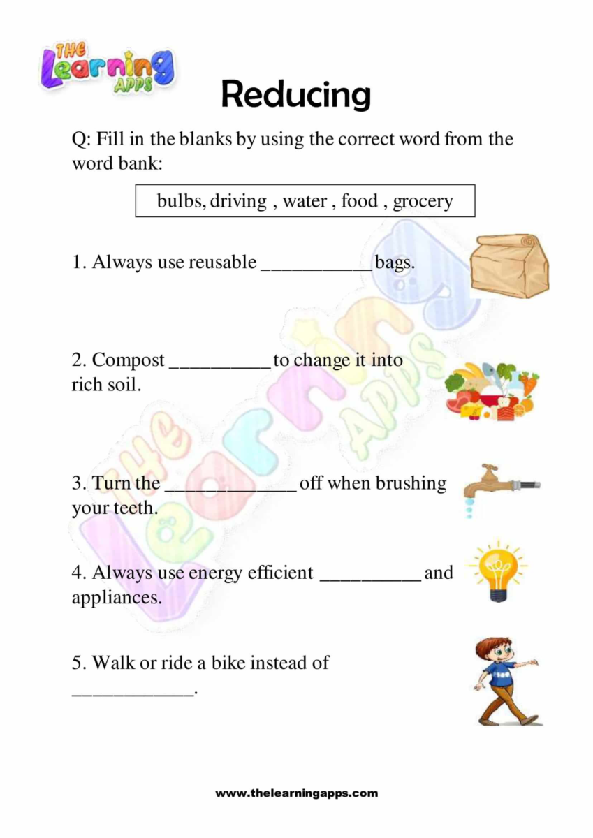 Reduce Reuse Recycle Worksheets - The Learning Apps