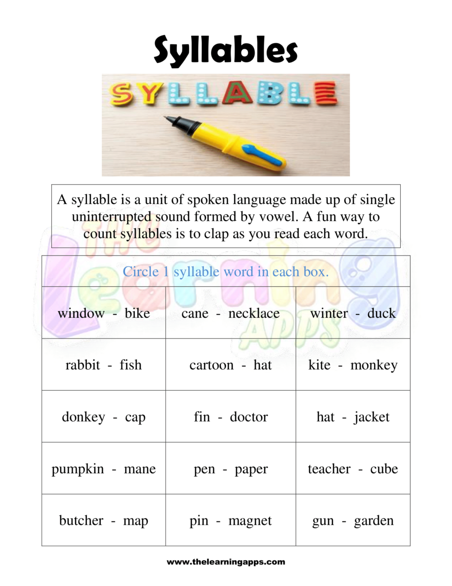 Syllable Worksheet Free Syllable Worksheets Syllable Worksheet Free Syllable Worksheets