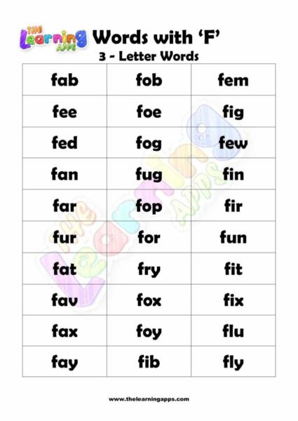 3 LETTER WORD STARTING WITH F