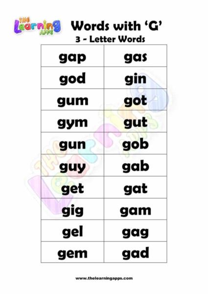 3 LETTER WORD STARTING WITH G