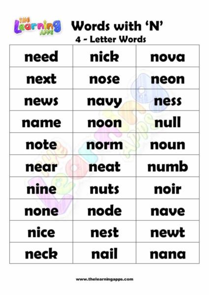 4 LETTER WORD STARTING WITH N
