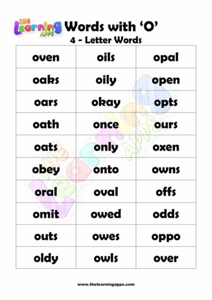 4 LETTER WORD STARTING WITH O