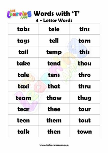 4 LETTER WORD STARTING WITH T