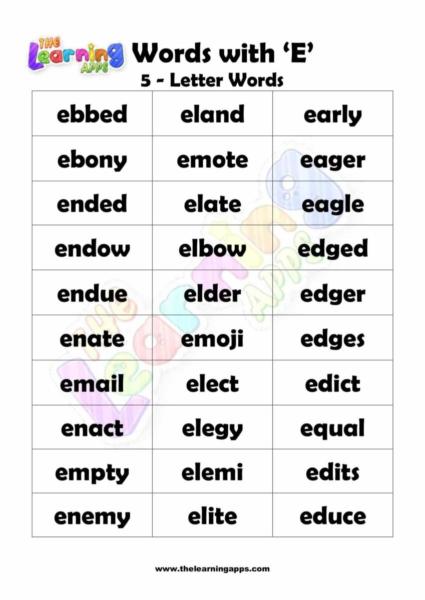 5 LETTER WORD STARTING WITH E-2
