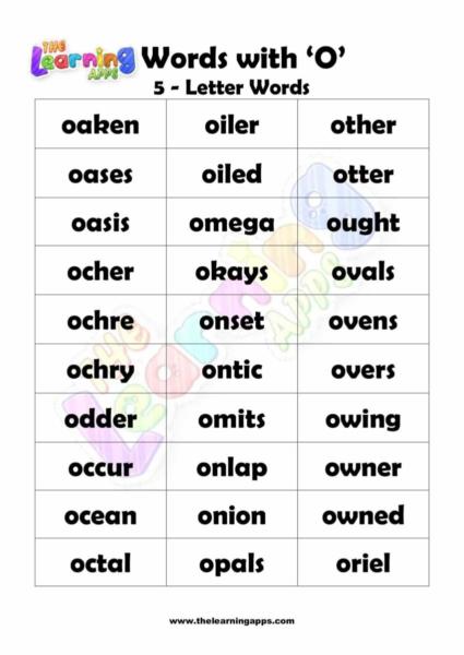 5 LETTER WORD STARTING WITH O