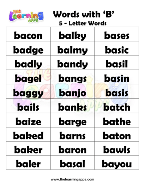 5 Letter Words With B Worksheets 06