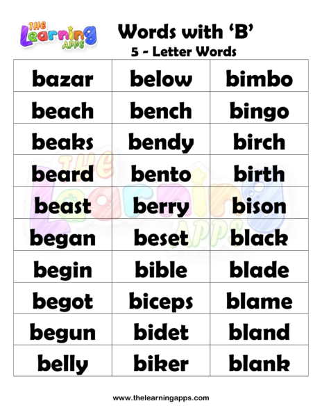 5 Letter Words With B Worksheets 07