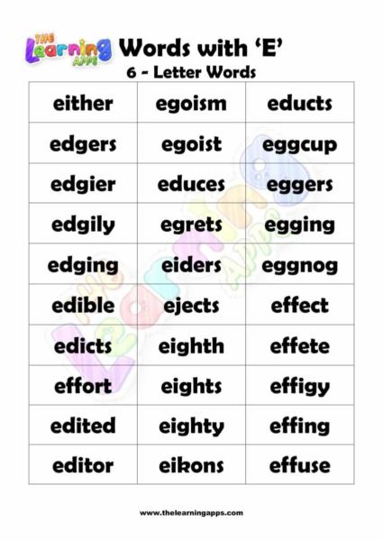 6 LETTER WORD STARTING WITH E-2