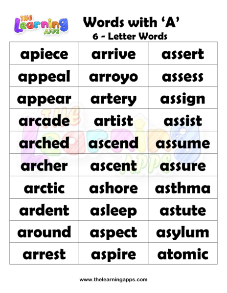 6 Letter Words With A Worksheet 09