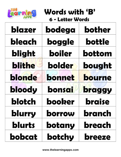 6 Letter Words With B Worksheets 13