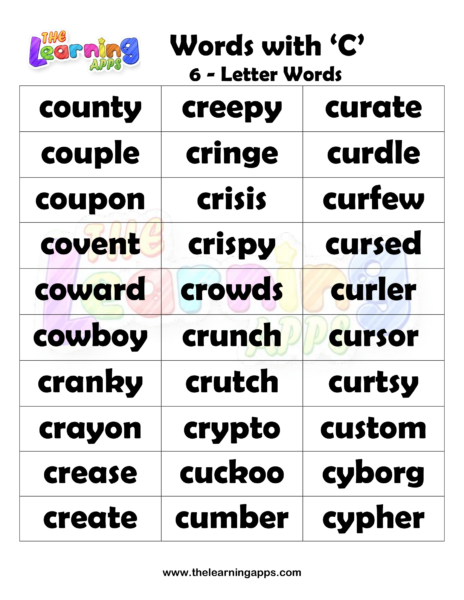 6 Letter Words With C Worksheet 10