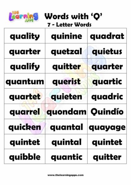 7 LETTER WORD STARTING WITH Q