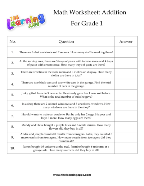 Addition Word Problem Worksheet 01