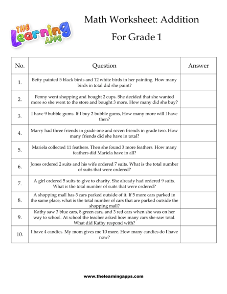 Addition Word Problem Worksheet 03