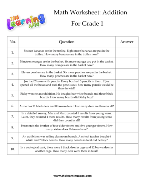 Addition Word Problem Worksheet 09