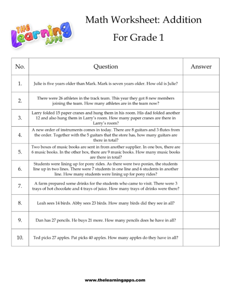 Addition Word Problem Worksheet 15