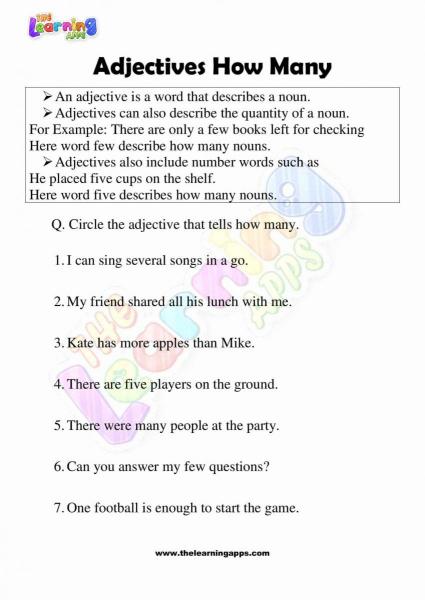 Adjectives-How-Many-Worksheets-Grade-3-Activity-1