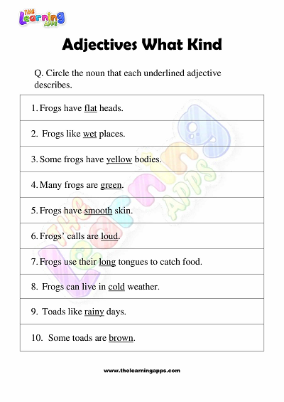 Adjectives of What Kind Worksheets for Grade 3 – Activity 3