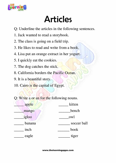 Articles-Worksheets-for-Grade-3-Activity-1