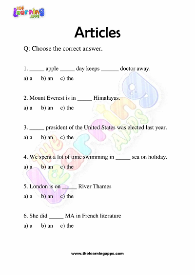 Articles-Worksheets-for-Grade-3-Activity-7