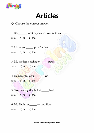 Articles-Worksheets-for-Grade-3-Activity-8