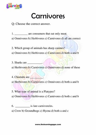 Carnivores Worksheets for Grade 3 – Activity 3