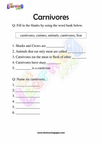 Carnivores Worksheets for Grade 3 – Activity 4