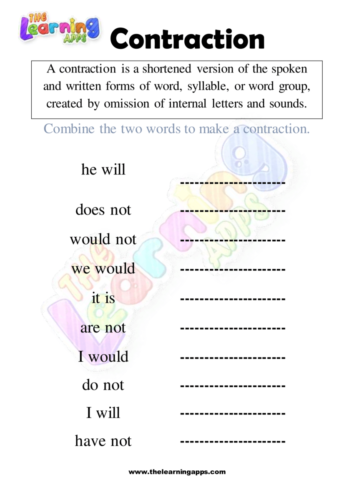 Contraction Worksheet 04