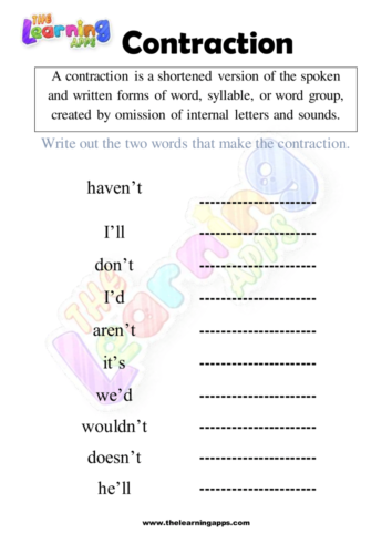 Contraction Worksheet 05