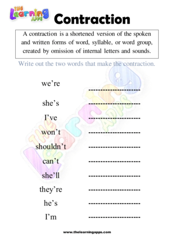 Contraction Worksheet 06