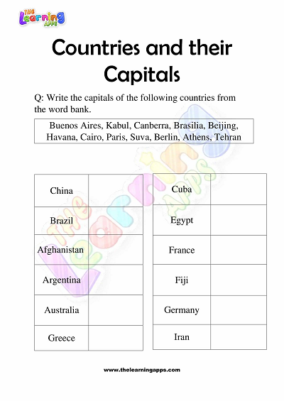 Countries-and-Their-Capitals-Worksheets-for-Grade-3-Activity-1