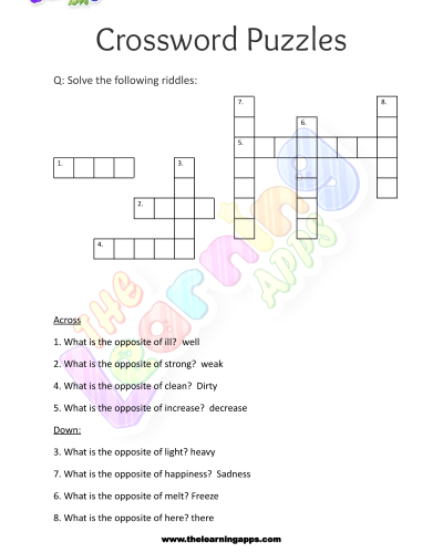 Crossword Puzzles for Grade 3 - Activity 3
