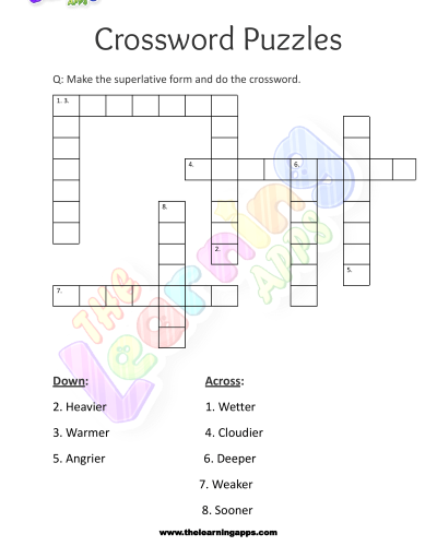 Crossword Puzzles for Grade 3 - Activity 8