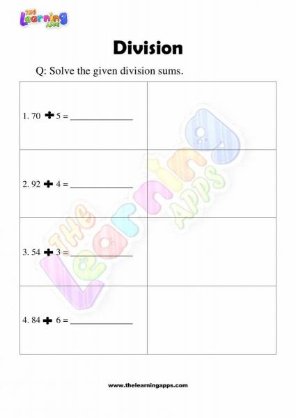 Division Worksheet - Grade 3 - Activity 5