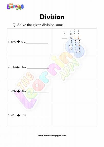 Division Worksheet - Grade 3 - Activity 9