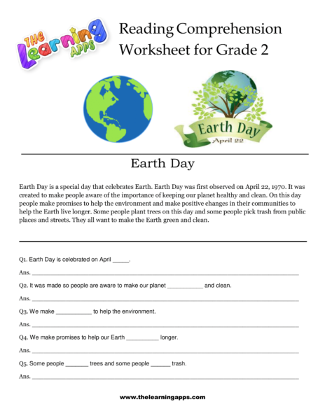 Earth Day Comprehension