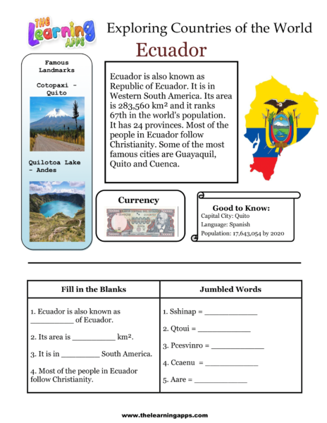 Feuille de calcul de l'Équateur