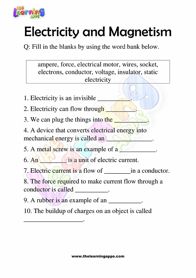 أوراق عمل الكهرباء والمغناطيسية الصف 3 نشاط 1