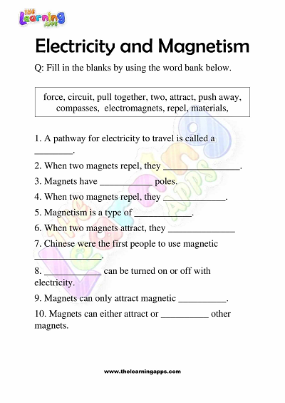 Electricity-and-Magnetism-Worksheets-Grade-3-Activity-2