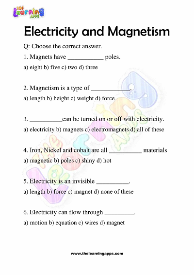 أوراق عمل الكهرباء والمغناطيسية الصف 3 نشاط 3