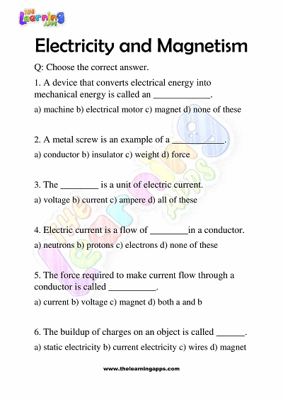 أوراق عمل الكهرباء والمغناطيسية الصف 3 نشاط 4