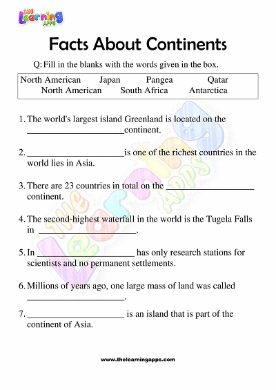 Facts-About-Continents-Worksheets-for-Grade 3-Activity-4