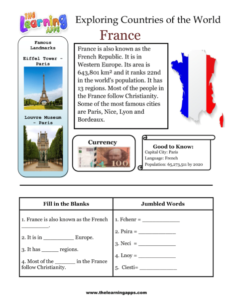 Pracovný list pre Francúzsko