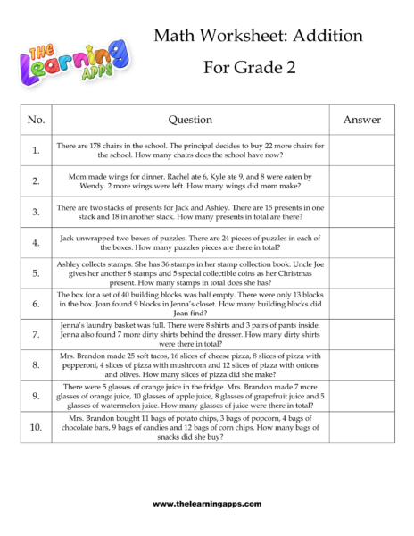 Grade 2 Addition Sheet 08